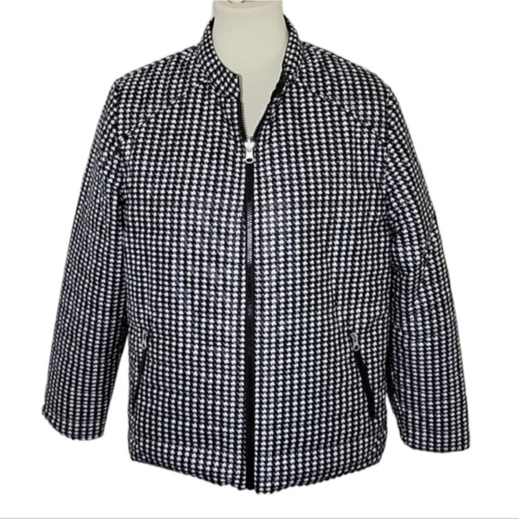 Chico's Zenergy Reversible Houndstooth Puffer Jacket Women's 2P Petite Large - Picture 1 of 13